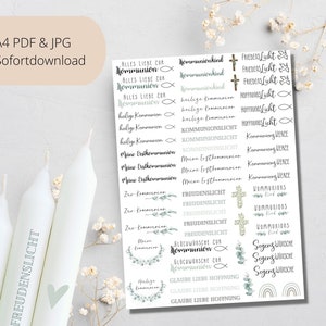 PDF Template for Candles I Communion | Souvenirs I candle tattoo stick candles water slide film | Print Template DIY | Last minute gift idea