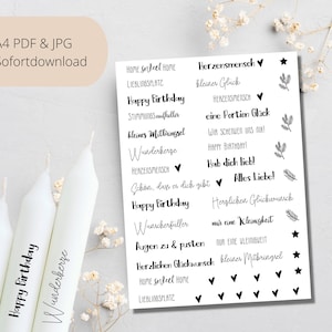 PDF Template for Candles I Birthday | Souvenirs I candle tattoo stick candles water slide film | Print Template DIY | Last minute gift idea