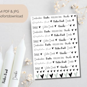 PDF template for candles I thank you I candle tattoo stick candles with water slide film | Print template DIY print | last minute gift