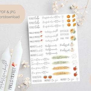 PDF template for candles I Autumn | Souvenir I Candle tattoo stick candles water slide film | Print template DIY | Last minute gift idea