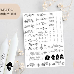 PDF template for candles I Christmas Advent | Souvenir I Candle tattoo stick candles water slide film | Print template DIY | Gift idea