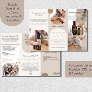 Modelo de panfleto doTERRA Canva | Modelo de Flyer Canva Consultor doterra Novos Clientes | Folheto de óleos essenciais em PDF editável | Download digital