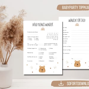 Gioco per baby shower stampabile | Carte con suggerimenti per la baby shower | Gioco di indovinare il bambino | Carte da indovinare per baby shower arcobaleno | Gioco Baby Shower | Scarica PDF