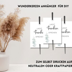 PDF Sparkler Pendant for Wedding Dance | DIY sparkler pendant to print yourself | Let sparks fly Pendant eucalyptus