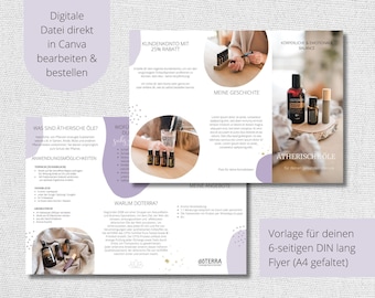 Canva flyer design purple | Doterra Flyer Template for New Customers | Essential oils flyer as PDF template| editable | doTERRA Consultants
