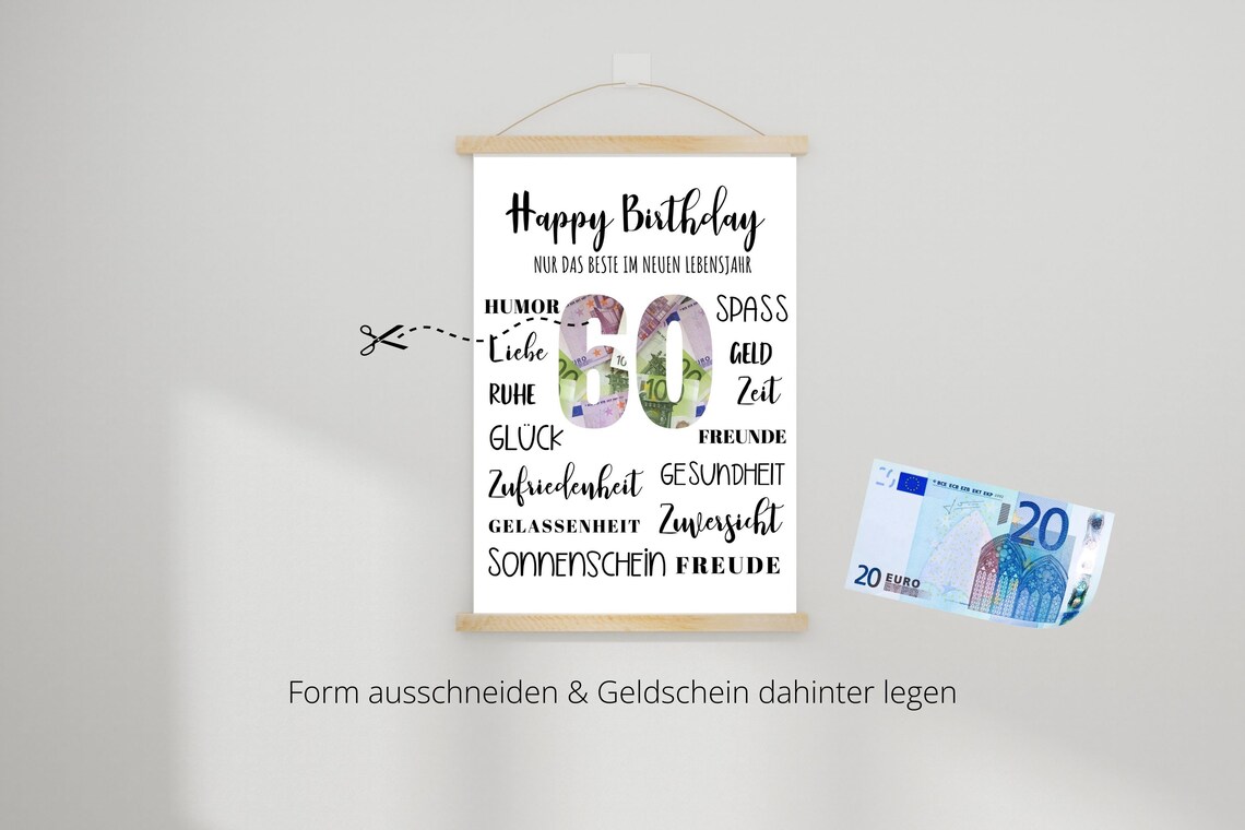 Geldgeschenk 60. Geburtstag persönliches Geburtstagsgeschenk PDF Datei
