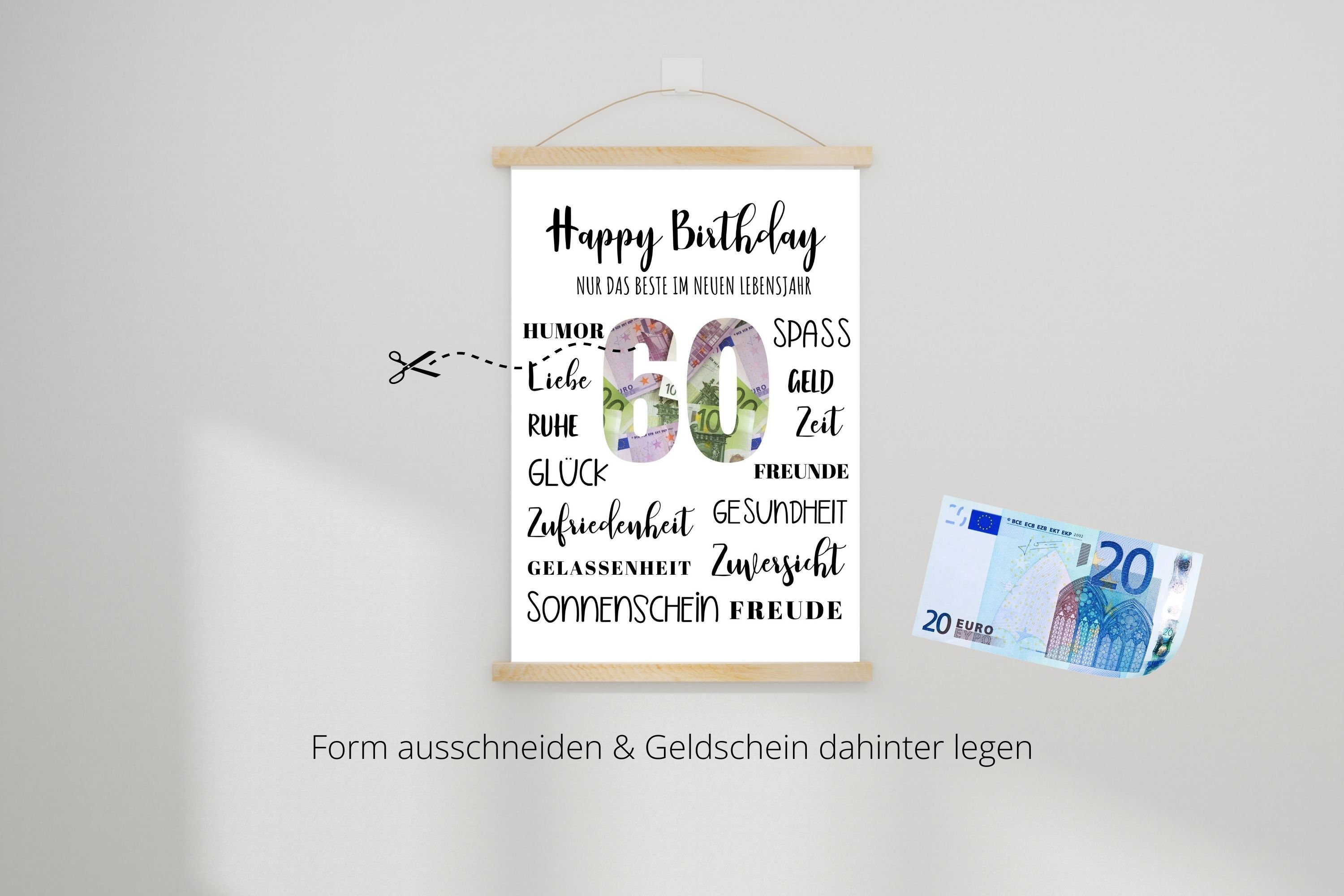 Geldgeschenk 60. Geburtstag persönliches Geburtstagsgeschenk PDF