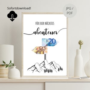 Cash gift for a birthday trip | Birthday gift hiking mountains | PDF download | milestone birthday | travel fund | adventure voucher