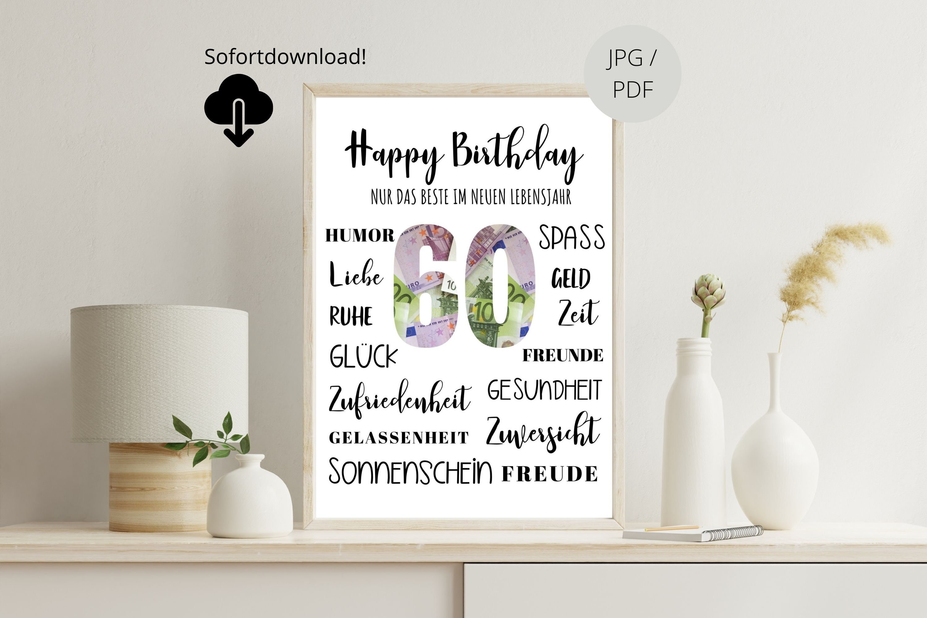 Geldgeschenk 60. Geburtstag persönliches Geburtstagsgeschenk PDF