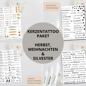 PDF template for candles I Autumn | Souvenir I Candle tattoo stick candles water slide film | Print template DIY | Last minute gift idea