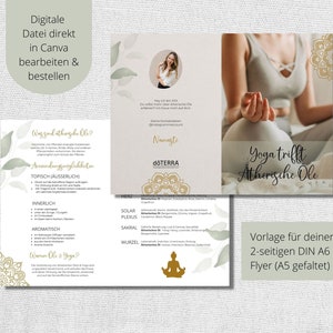 Canva Flyer-ontwerp Yoga en oliën | Doterra Flyer-sjabloon voor nieuwe klanten | Flyer essentiële oliën als PDF-sjabloon| bewerkbaar | doTERRA-consulenten