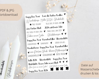 PDF template for candles I New Year's Eve I candle tattoo stick candles with water slide film | Print template DIY print | Last minute gift