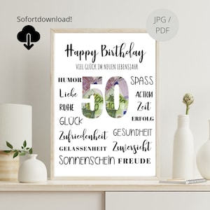Cash gift 50th birthday | personal birthday gift | PDF file | birthday cash gift | round birthday | words