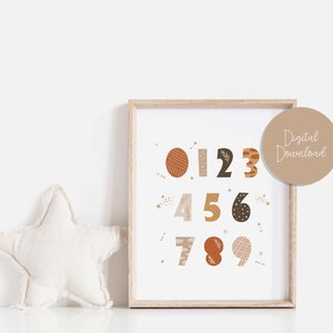 Murals Children&#39;s Room Poster neutral | Boho children&#39;s room | Digital Download | Enrollment Numbers Poster | Back to school