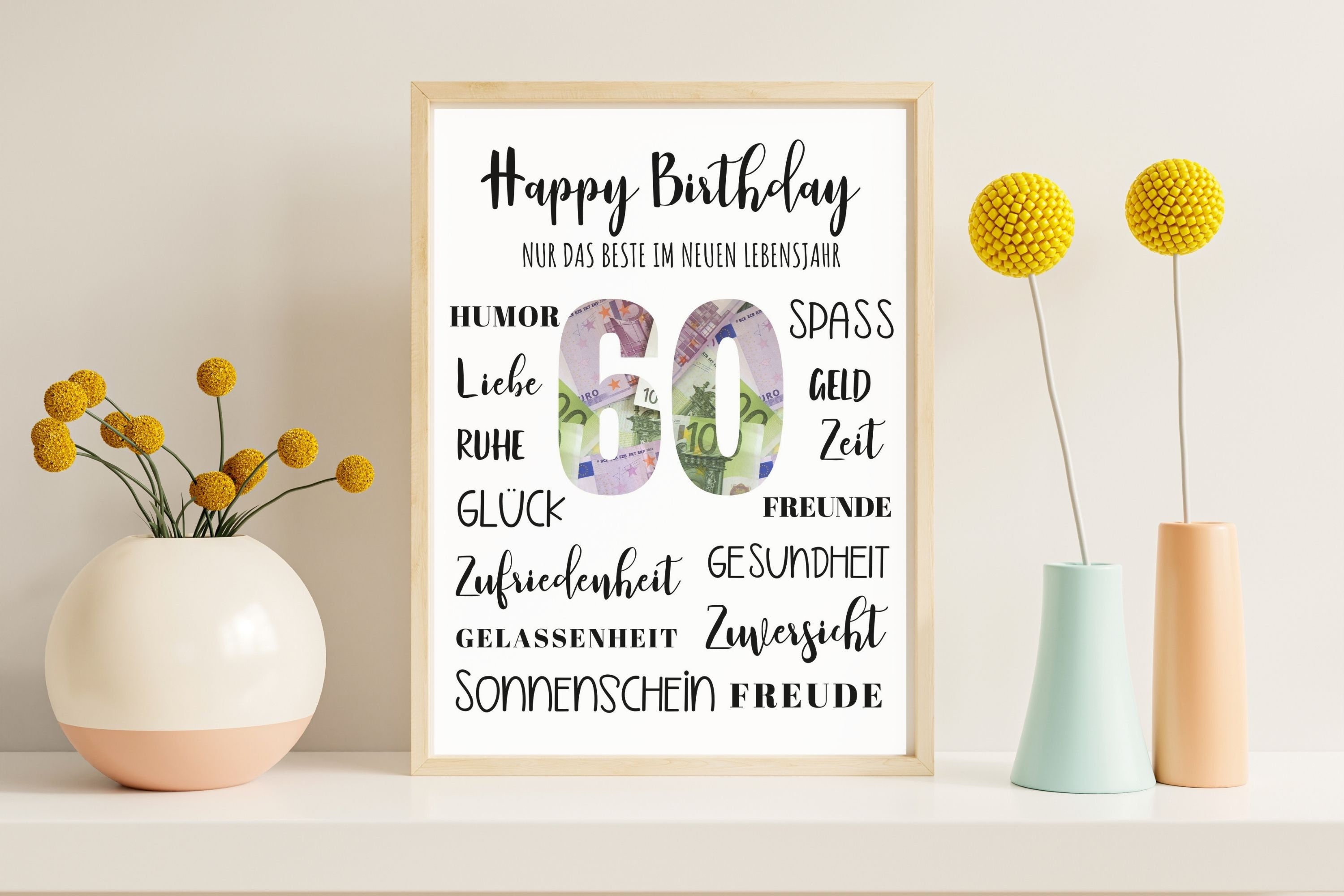Personalisiertes Geburtstag Gästebuch Bambus A4 Quer - 60 Jahre