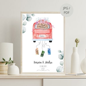 Geldgeschenk Hochzeit Bulli | persönliches Hochzeitsgeschenk Van | PDF Datei | personalisiertes Geschenk VW Bus Hochzeitsreise
