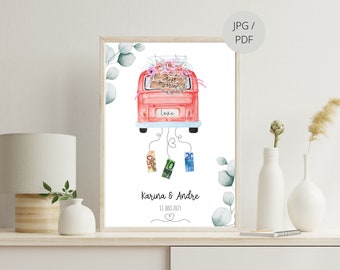 Cash gift wedding Bulli | personal wedding gift Van | PDF file | personalized gift VW Bus honeymoon