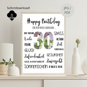Money gift 30th birthday | personal birthday gift | PDF File | birthday money gift | milestone birthday | Words