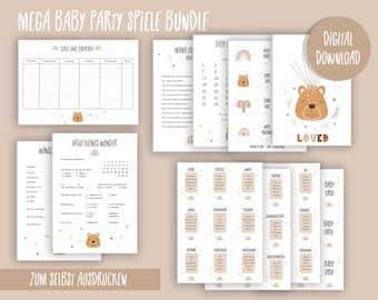 Mega Baby Shower Games Set Printable, Baby Shower Tip Cards, Baby Shower Set Download, Baby Taboo, Baby Shower Rainbow, Baby Shower Game