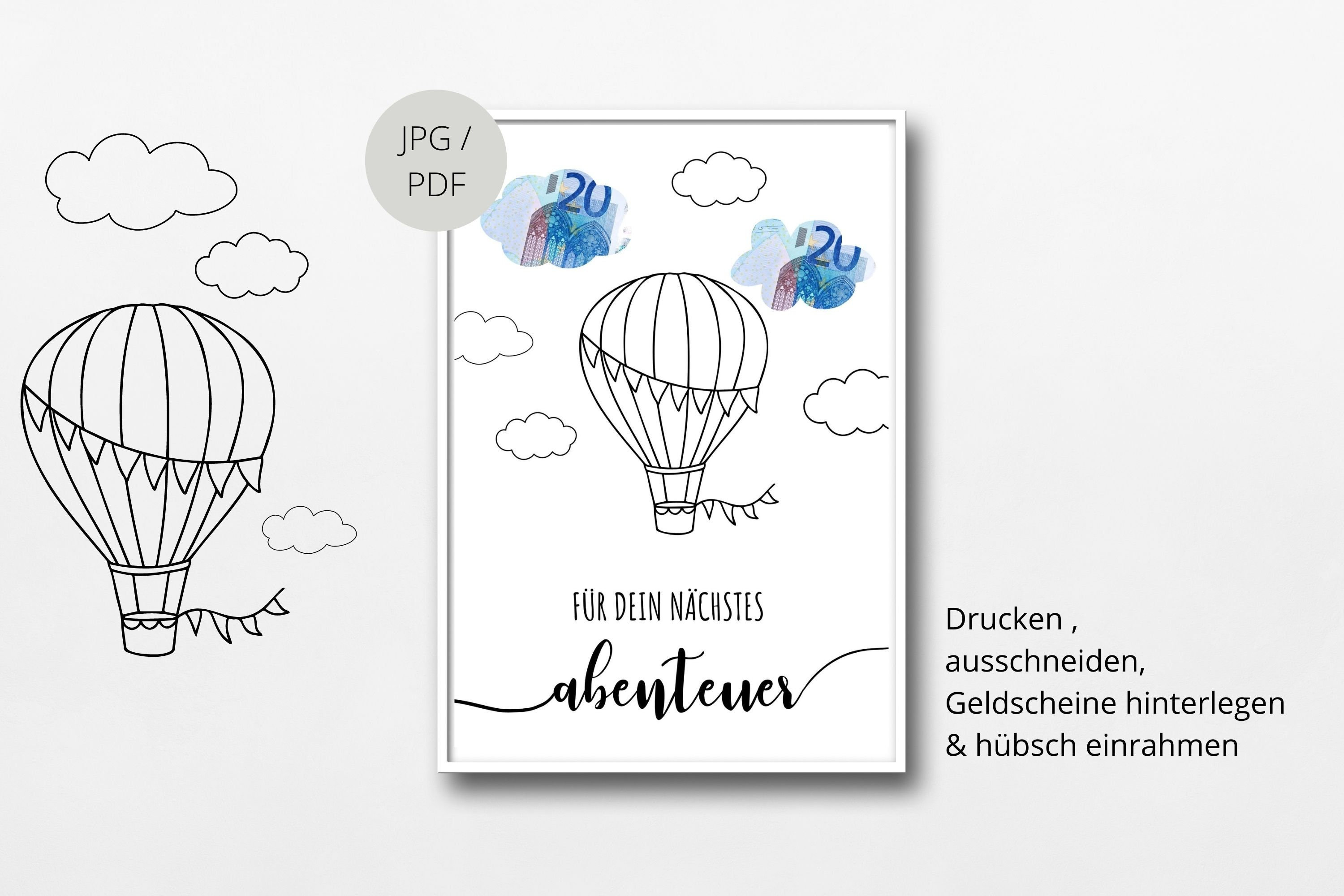 Abschiedskarte Mit Heißluftballons – 200x139 Mm, Mit Goldfolie & Illustriertem Blatt, UK-made