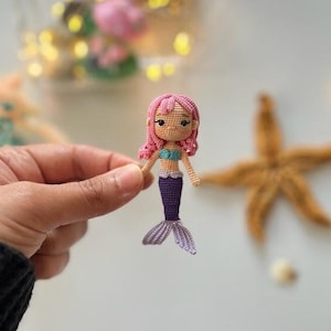 Sirena Ariel Miniatura Amigurumi Crochet Hecho a Mano