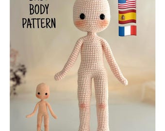 Modello all'uncinetto per la base del corpo della bambola Amigurumi / Tutorial PDF per il corpo del bambino normale e in miniatura