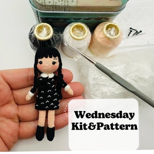 Wednesday Addams Amigurumi Kit Wednesday Miniature Pattern Vintage Yarn Tin