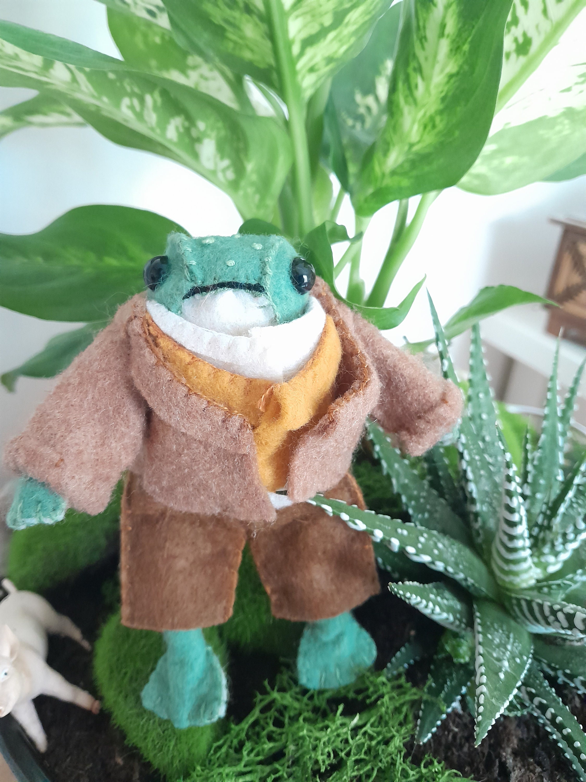 Doudou, Plush, Toy, Frog, Frog, Toad, in Felt, Felt, and Clothes