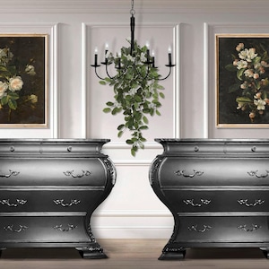 black dresser with white marble top Black Bamboo Dresser with White Marble Top - Transitional