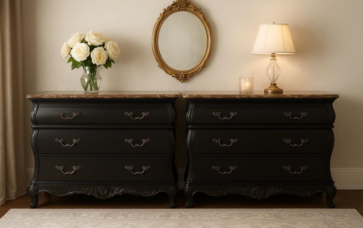 black dresser with white marble top Sofita White Marble Dresser with Solid Oak Base main image 1