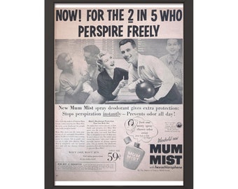 1954 Mum Mist Original Vintage Print Advertisement | Magazine Ads | Classic Retro Wall Decor | 1950s Mid Century