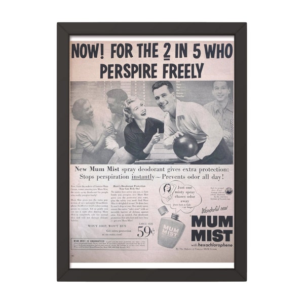 1954 Mum Mist Original Vintage Print Advertisement | Magazine Ads | Classic Retro Wall Decor | 1950s Mid Century