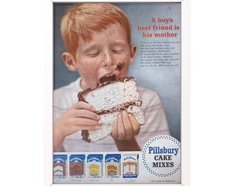 1954 Pillsbury Original Vintage Print Advertisement | Magazine Ads | Classic Retro Wall Decor | 1950s Mid Century Mom Ad