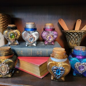 Unique Hand Painted Heart Potion | Apothecary Jar | Small