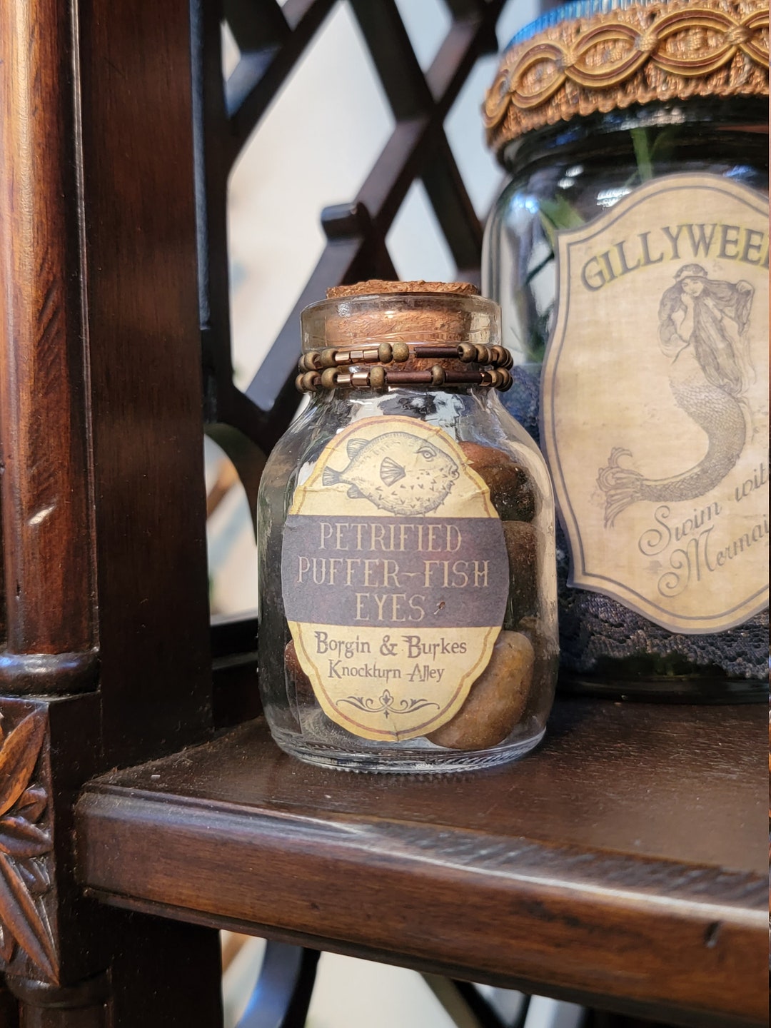 Petrified Pufferfish Eyes Apothecary Jar Small Etsy