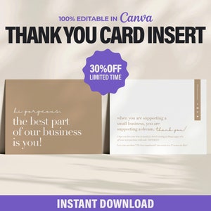 MINIMALIST Beige Small Business Dankeskarte, editierbare Canva Dankeskarte, druckbare Boutique Danke für Ihre Bestellung Canva Vorlage