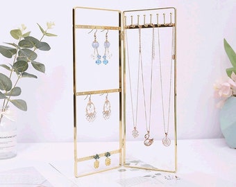 Organizador de Joias Decorativo de 2 Peças, Suporte Dobrável para Brincos, Colares e Pulseiras, para Ela