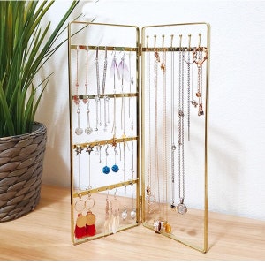 Decorative Jewelry Organizer Storage Stand Foldable 2 Pieces for Earrings, Necklaces, and Bracelets