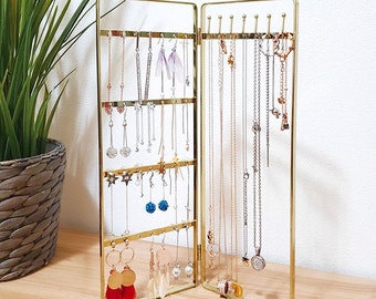 Decorative Jewelry Organizer Storage Stand Foldable 2 Pieces for Earrings, Necklaces, and Bracelets