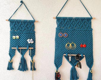 Macrame Jewelry Rack, Wall Decor, Jewelry Holder Earring Display, Boho Organizer, Artistic Boho Tapestry for Living Room & Bedroom