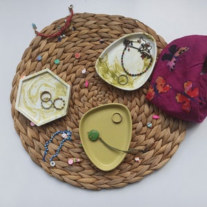Set of 3 Concrete Decorative Tray, Jewelry Dish, Ring Earring Bracelet Necklace Organizer, Trinket Dish / Coaster