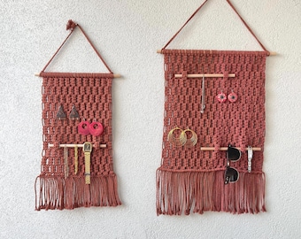 Macrame Jewelry Rack, Wall Decor, Jewelry Holder Earring Display, Boho Organizer, Artistic Boho Tapestry for Living Room & Bedroom