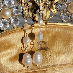 Pearls, pearl earrings, fresh water pearls, dangle drop earrings