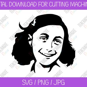 Anne Frank SVG / Digital Download / Arte vettoriale / Storia ebraica / Olocausto / Letteratura / SVG Decal Cut File / Anne Frank Silhouette