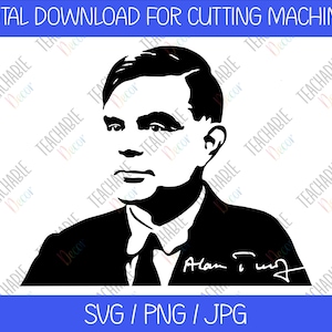 アラン・チューリング SVG / 数学 / コンピュータサイエンス / デジタルダウンロード / 科学 / シルエット / LGBTQ プライド / クィア / 数学者 / チューリング SVG