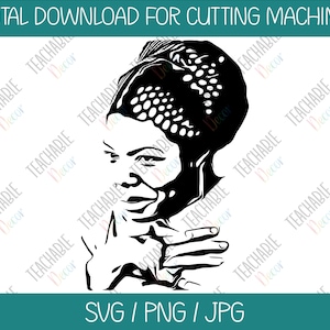Maya Angelou SVG / Digitale Download / Vector Kunst / Zwarte Geschiedenis / Poëzie / Literatuur / Dichteres / Maya Angelou Silhouette / SVG Decal