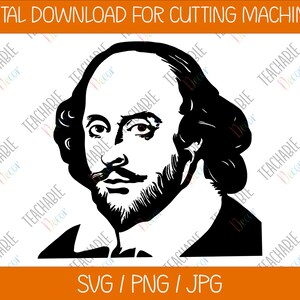 Shakespeare SVG / Dichter SVG / Engels Lit / Digitale Download / Literatuur / Vector Kunst / Silhouet / Poëzie / The Bard SVG