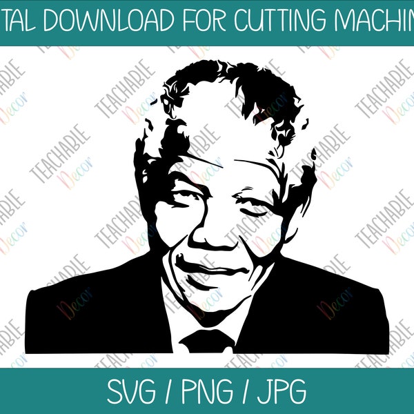 Nelson Mandela SVG / South Africa SVG / Digital Download / Vector Art / Black History / Apartheid / History / Mandela Silhouette