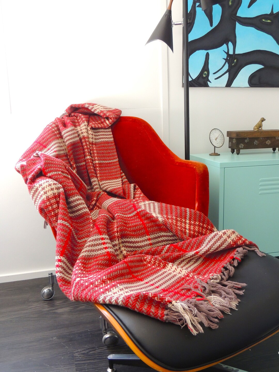 Vintage Goodwin Guild Wool Throw Blanket North Carolina Weavers Boho