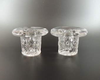 Scandinavian Mushroom-Shaped Art Glass Candle Holders | Set of 2